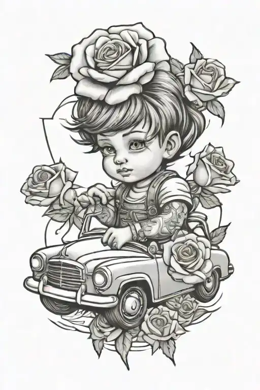 Roses Car Money Child Playing