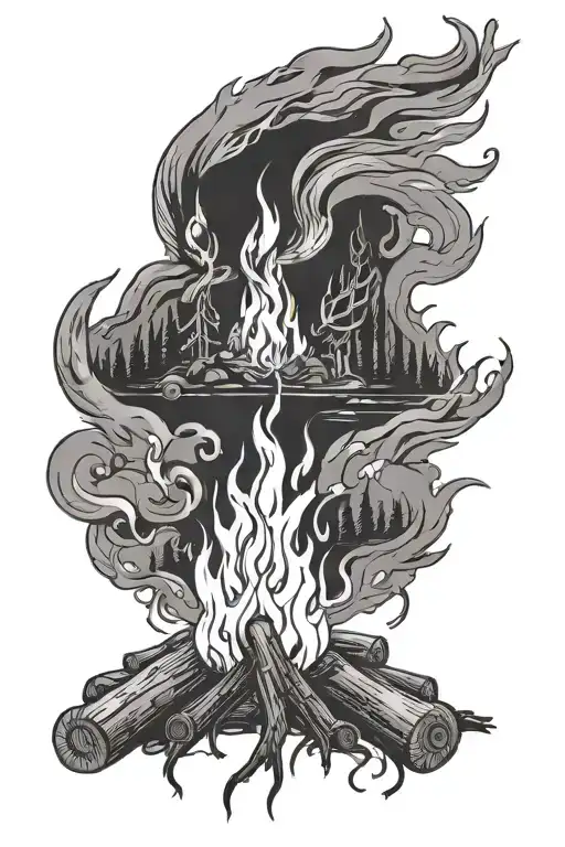 A Campfire Scene With Each Flame Symbolizing A Different Child