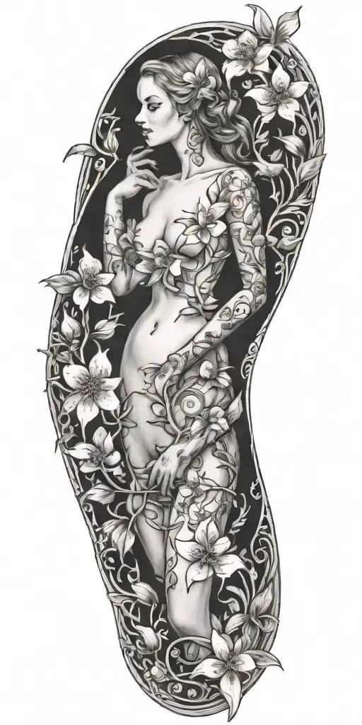 Eve Full Body With Apple Blossom Flower