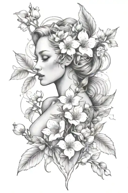 Eve Full Body With Apple Blossom Flower
