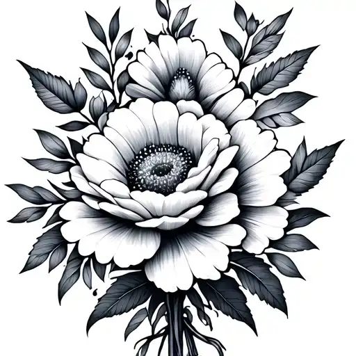 Birth Flower Bouquet Fine Line