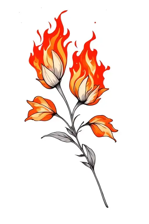 Flower And Fire Without A Stem