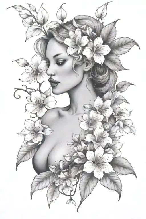 Eve Full Body With Apple Blossom Flower