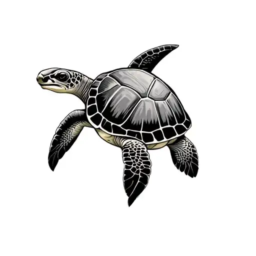 Surfing Turtle Black And White