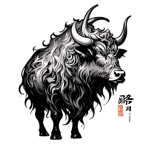 Fire Ox With Korean Plum Tree Brush Style