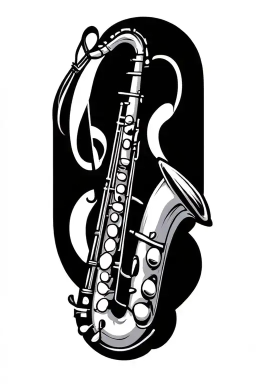 Minimalist Music Notes With Saxophone