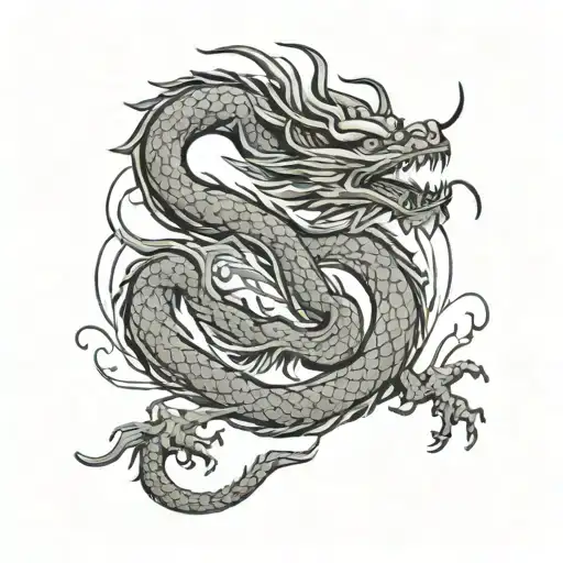 Chinese Dragon With Thin Lines Around The Arm