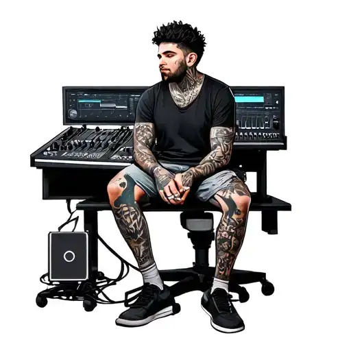 A Music Producer Guy Sitting With His Equipments