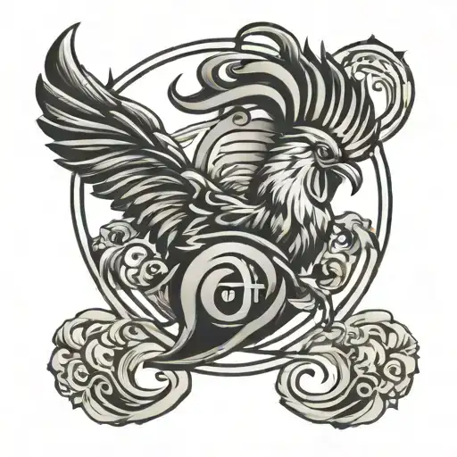 Rooster X Libra Zodiac Sign Intertwined