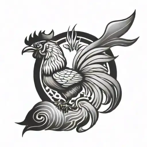 Rooster X Libra Zodiac Sign Minimalist Tattoo Design