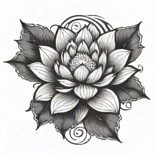 Lotus And Sun Rising Sun In The Background