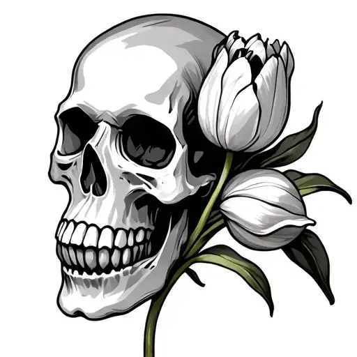 Skull And Tulip