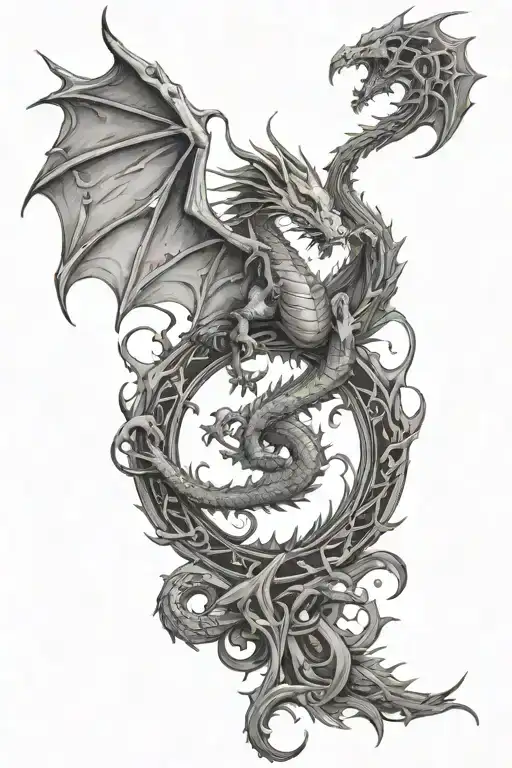 Cross And Dragon Flying