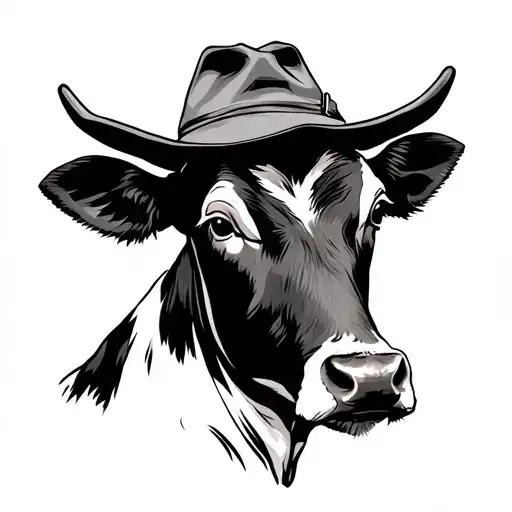 Cow Wearing Farmers Hat