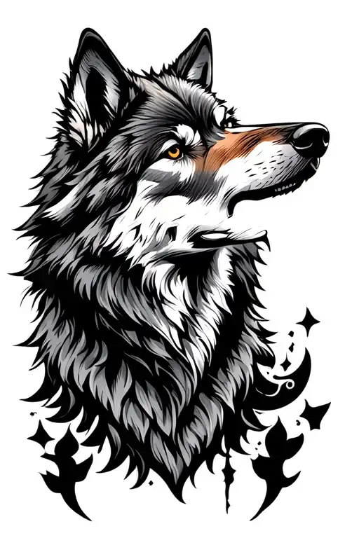 Brave Wolf Just The Head Profile Holding