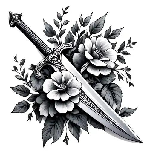 Sword With Flowers Intertwined