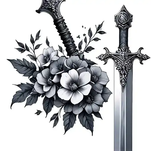 Sword With Flowers Intertwined