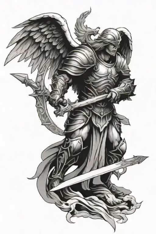 Armored Angel Holding A Sword