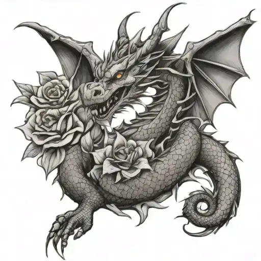 Dragon With Flowers