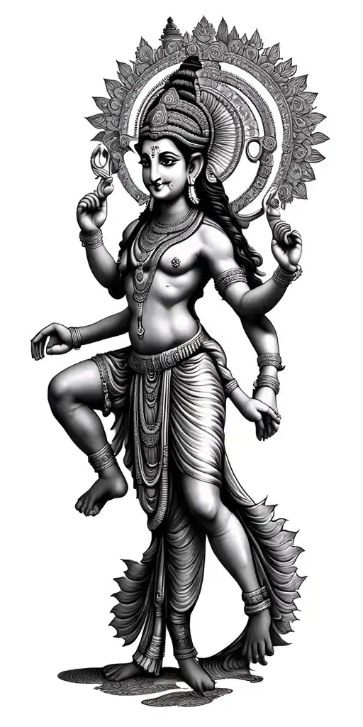 Lord Vishnu Nataraja Dancing And Lord Ganesha