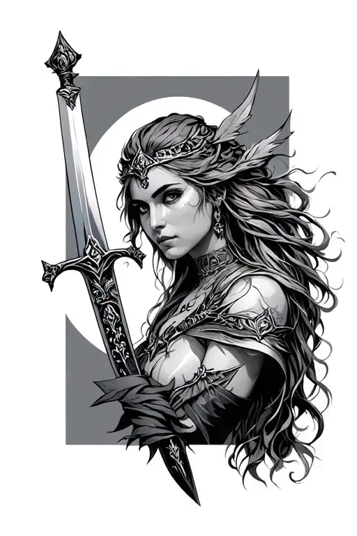 Goddes Freya With A Sword Wrapped