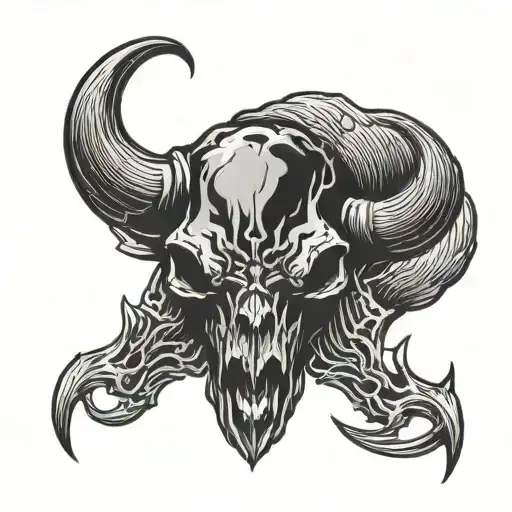 Black Metal Logo With Bison Skull