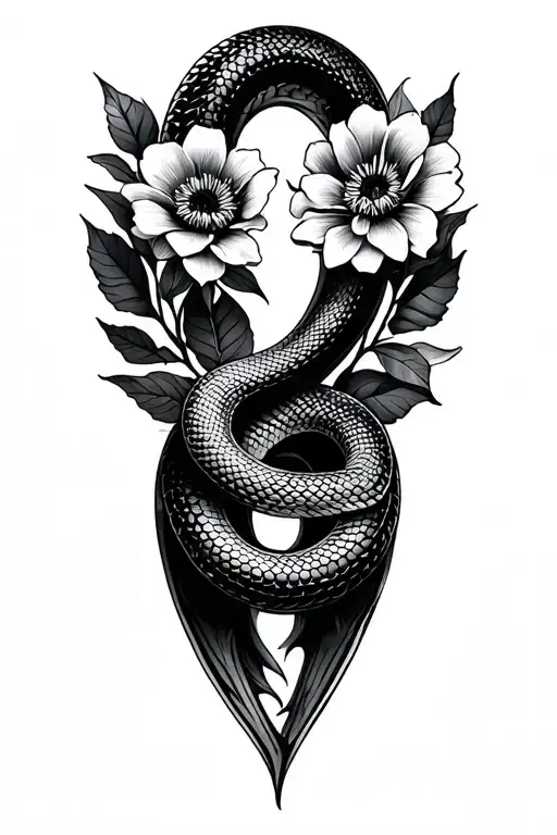 Snake And Flowers