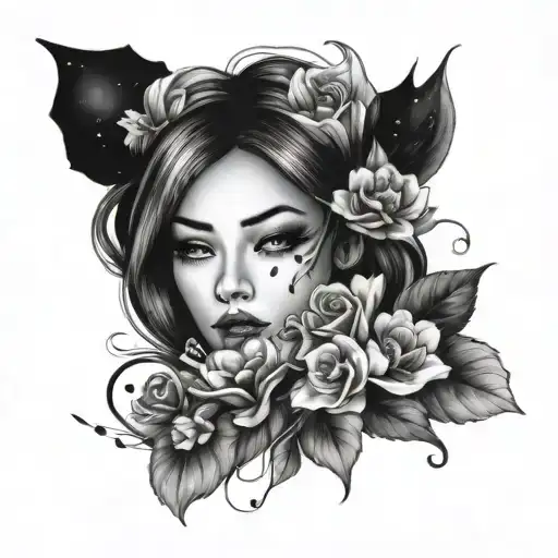 Woman Flowers Galaxy Feminine