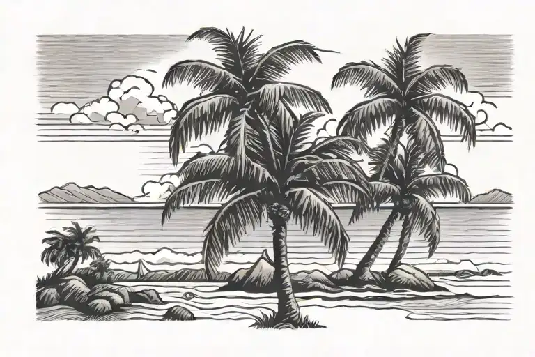 Palm Tree And Beach Landscape