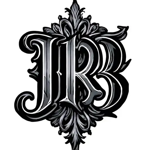Jr3 Monogram Initial Gothic Black Ink