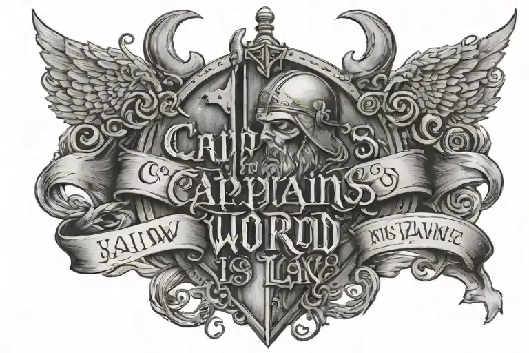 Text 'The Captain's Word Is Law' Viking Style
