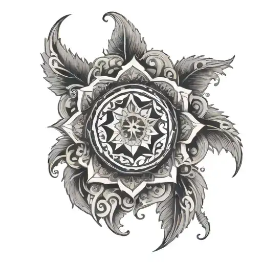 An Intricate Mandala Design Incorporating Grateful Dead Motifs And Ocean Elements