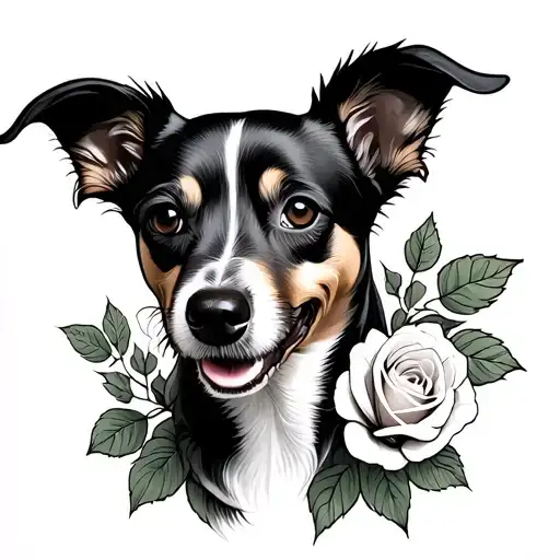 Dog And Roses