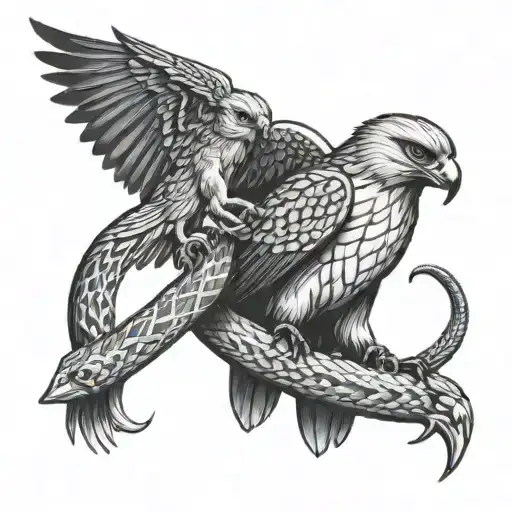 Hawk And Snake Fighting
