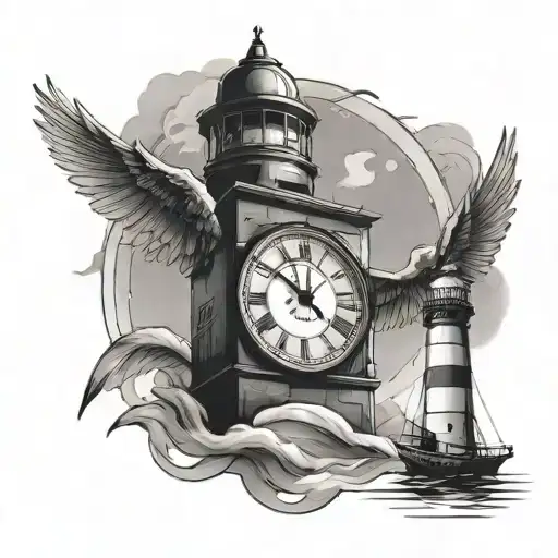 Clock Tower Lighthouse And Wing