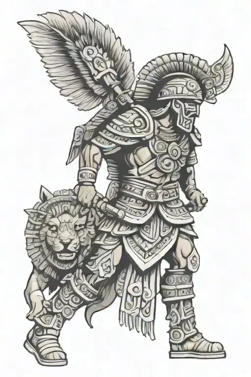 Aztec Warrior Mixed With A Infantry Soldier Holding M4