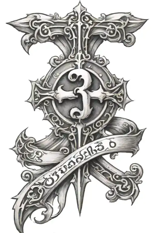 The Number 3 Is Near A Gothic Cross