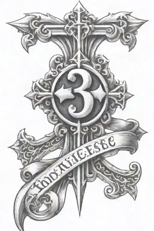 The Number 3 Is Near A Gothic Cross