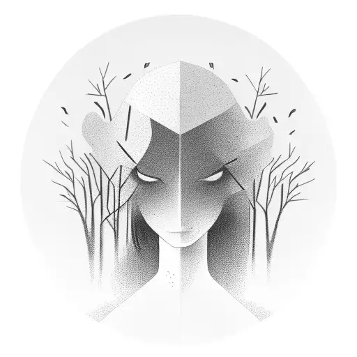 Moutain And Trees With Female Face