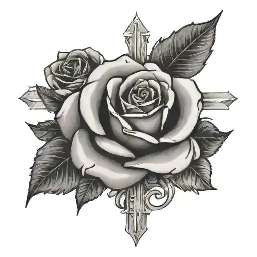 Cross With Rose And An M