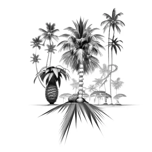 Tropical Plants With Palm Tree