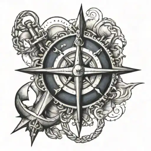 Navy Anchor And Compass