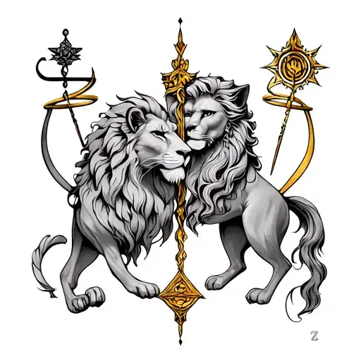Leo And Libra Zodiac Sign Intertwined