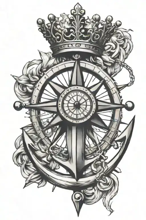Navy Crown Anchor Sea And Compass