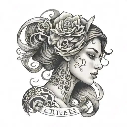 Beautiful Woman And The Tattoo Contains The Letters C I F