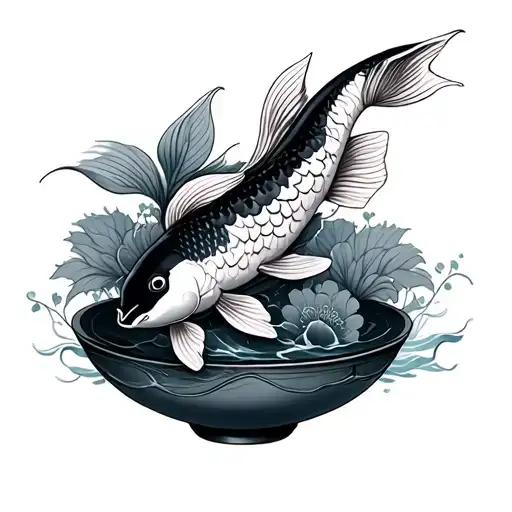 Vase With Koi Fish In