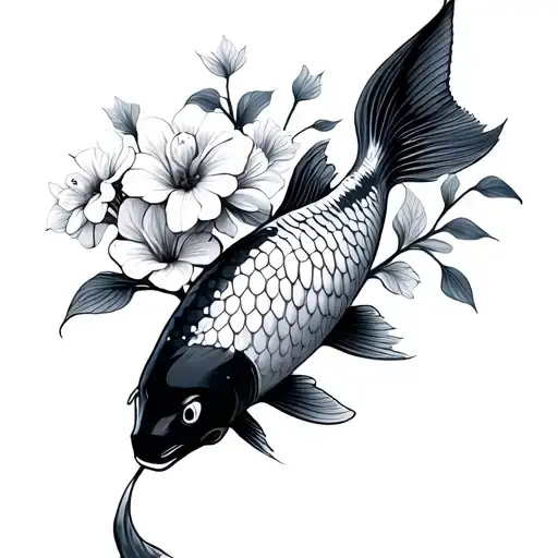 Flower Vase Koi Fish Swimming