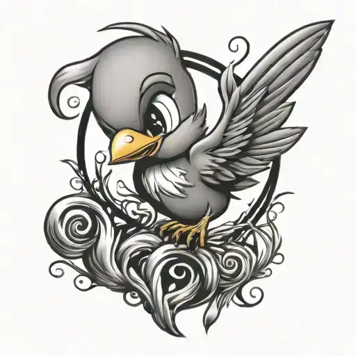 Looney Tunes Tweety Bird Tattoo Shoulder For Men