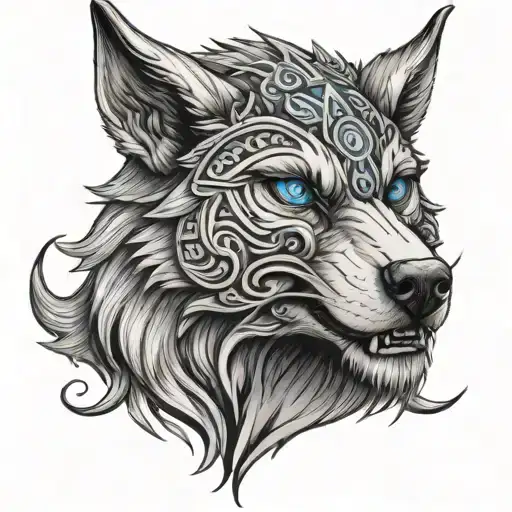 Viking Wolf With Blue Eyes
