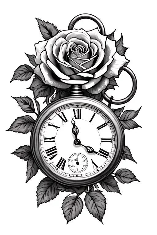 Pocket Watch And Roses
